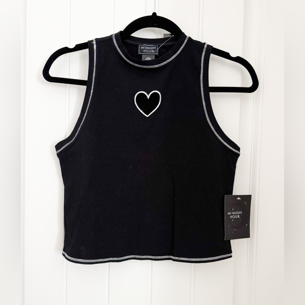 MIDNIGHT HOUR- Black Heart Tank Top